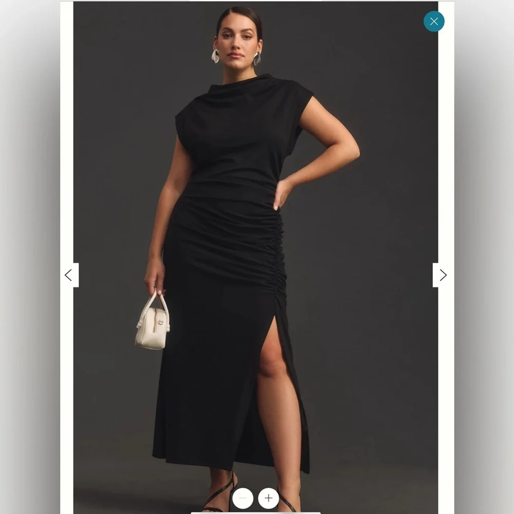 Anthropologie Black Sheath Maxi Dress with Cowl Neck - Picture 2 of 9